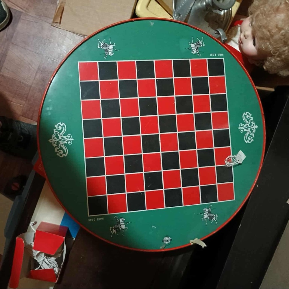 Classic Red and Black Checkers Board Game